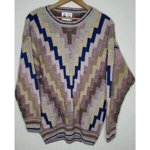 Tejidos Pullover Crewneck Sweater 100% Alpaca Wool Aztec Women’s MEDIUM vintage
